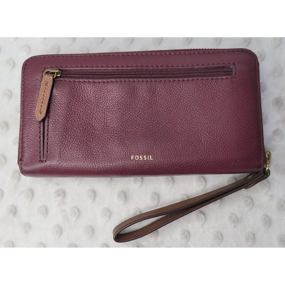 Fossil Cowhide Leather Color Block Wristlet Wallet Multi‎ Slots Coin Purse - Picture 6 of 14